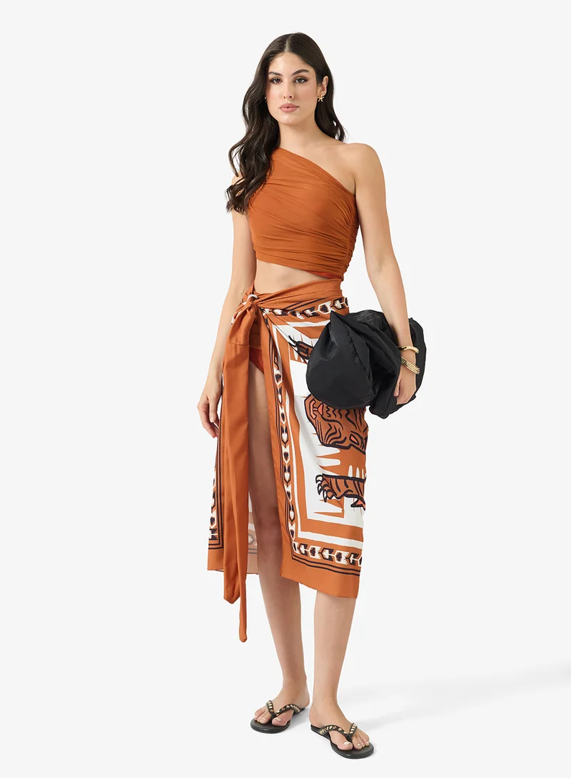 ايلا ملابس سباحة بيكيني مكشكشة مع سارونغ